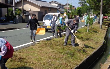 東海道松並木土塁草刈を実施しました。